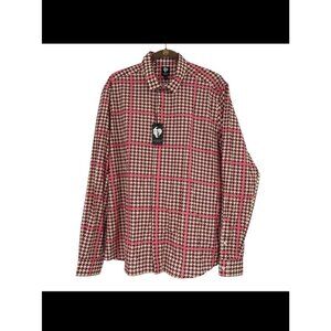 Twisted Tailor Men’s XL Pink Houndstooth Check Ribery Button Up Slim Shirt NWT